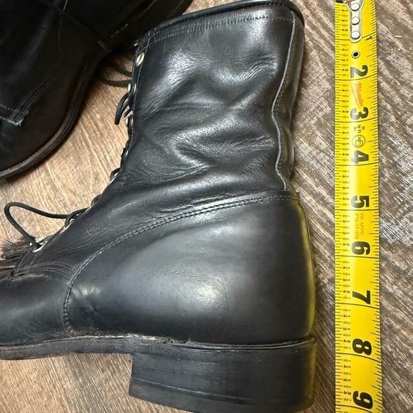 Larry Mahan 9.5 EUC minor wear Black Lace-Up Women's Boots- front tassel - Picture 11 of 16